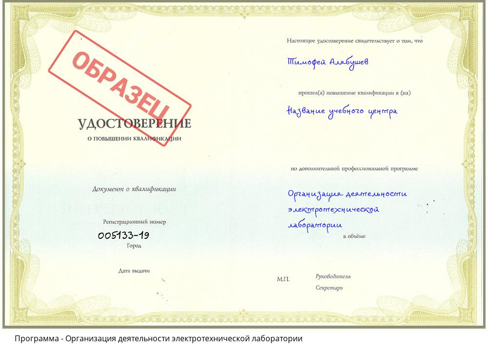 Организация деятельности электротехнической лаборатории Омск