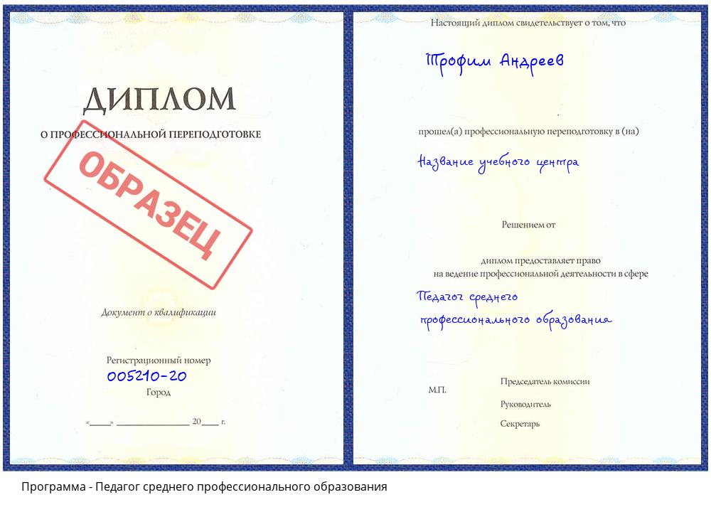 Педагог среднего профессионального образования Омск