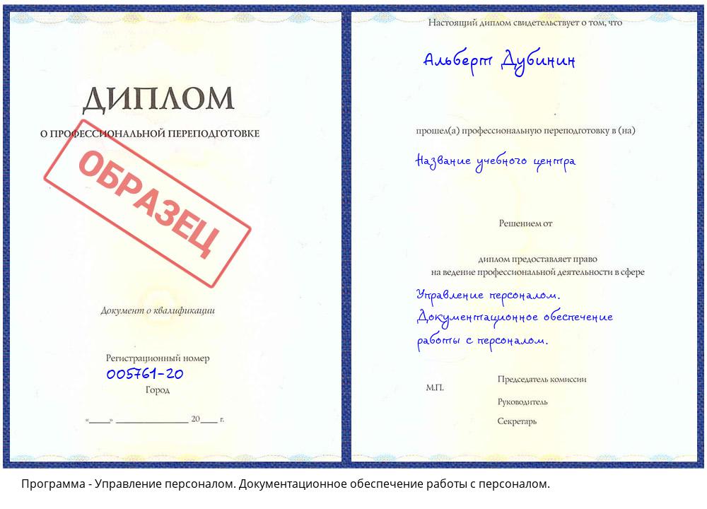 Управление персоналом. Документационное обеспечение работы с персоналом. Омск