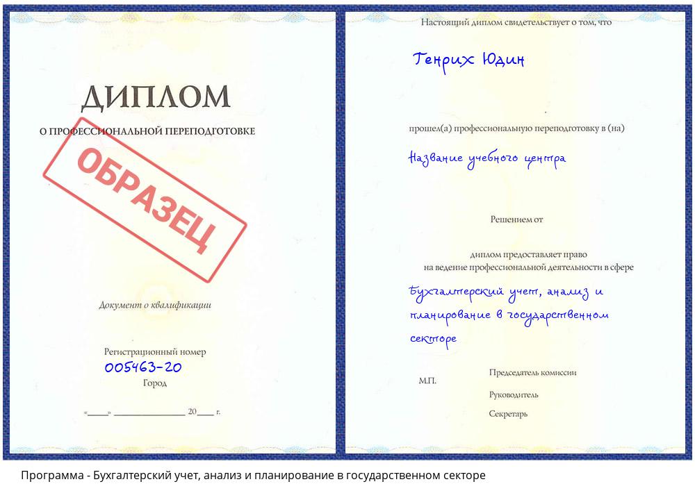 Бухгалтерский учет, анализ и планирование в государственном секторе Омск