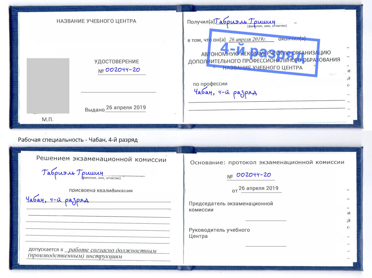 корочка 4-й разряд Чабан Омск