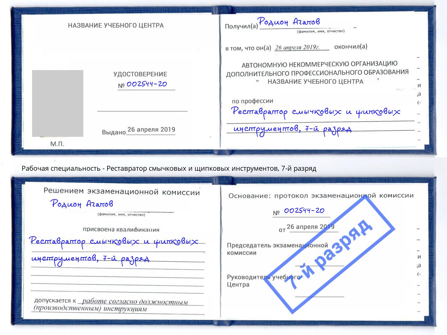 корочка 7-й разряд Реставратор смычковых и щипковых инструментов Омск