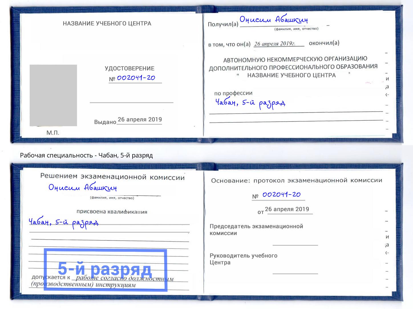 корочка 5-й разряд Чабан Омск