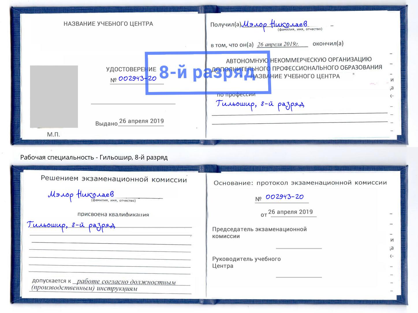 корочка 8-й разряд Гильошир Омск